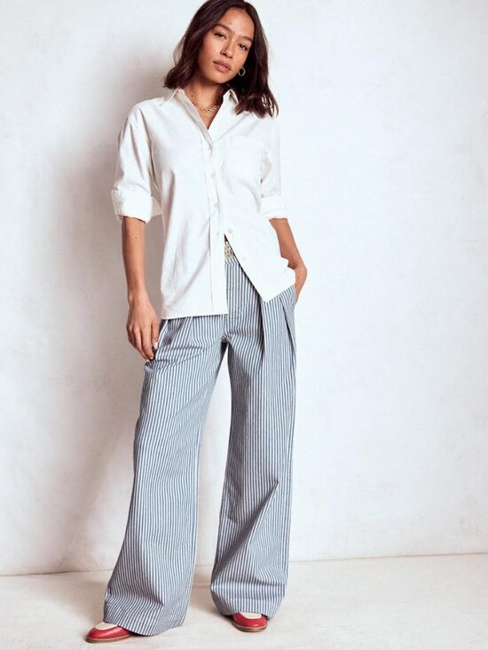 BODEN Brompton Wide leg Trousers Blue Stripe - Picture 13 of 13